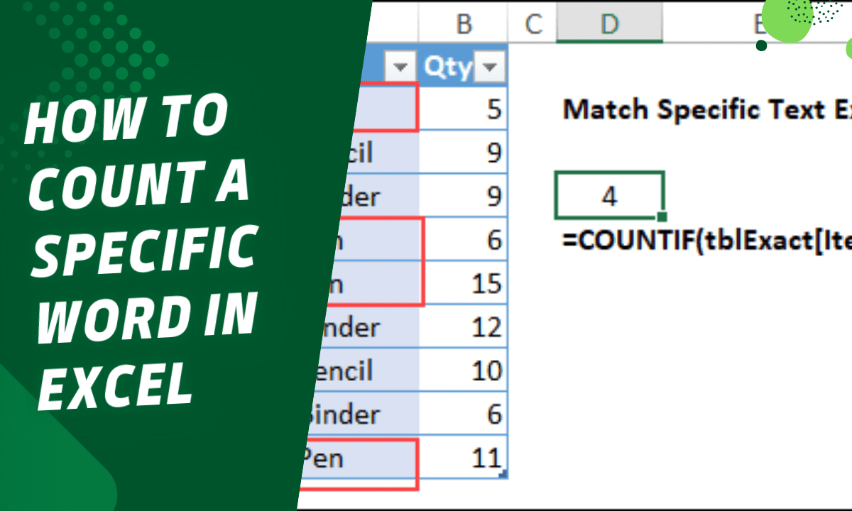 How To Count A Specific Word In Excel: A Comprehensive Guide - Earn And 